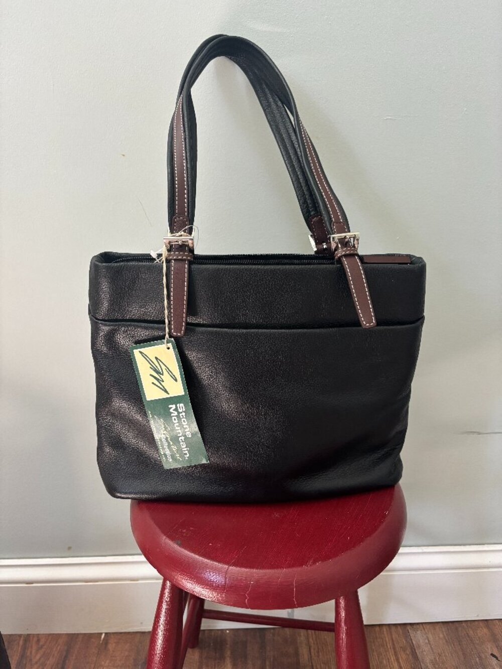 Stone Mountain Signature Collection Black Leather Tote NWT